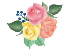 aquarela de buquê de flores rosa png