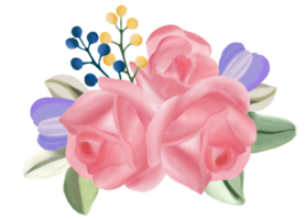 aquarela de buquê de flores rosa png