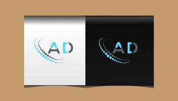 AD letter logo creative design. AD unique design. vector