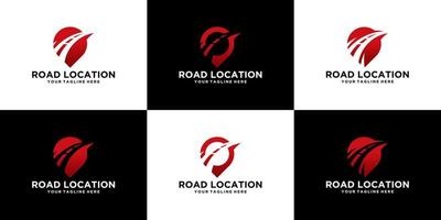 collection of location logo with road and travel logistics template design vector