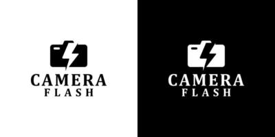 flash de cámara, diseño de logotipo de cámara y relámpago vector