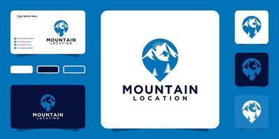 inspiración para el diseño del logotipo de montaña y diseño de iconos de ubicación, símbolos y tarjetas de visita vector