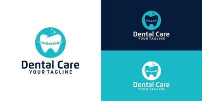 logotipo de cuidado dental, aparatos ortopédicos y salud dental vector