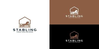 horse stable vintage design logo for western countryside retro rural farm logo design vector