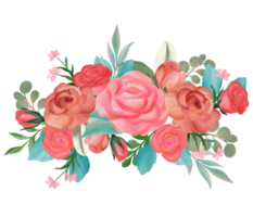 aquarela de buquê de flores rosa png