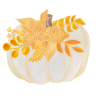 aquarelle de citrouille d'automne blanche png