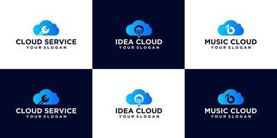 creative logo set abstract technology cloud vector