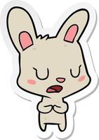 sticker of a cartoon rabbit talking vector