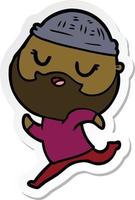 sticker of a cartoon man with beard vector