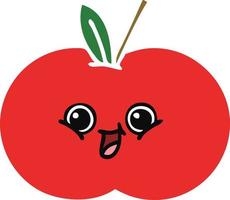 flat color retro cartoon red apple vector