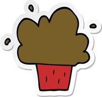 sticker of a cartoon cupcake vector