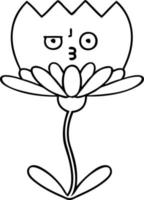 line drawing cartoon flower vector