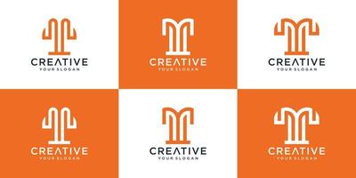 set of monogram letter f logo design template vector