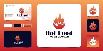 hot food, fast food ready for restaurant, cafe icon and business card design vector