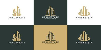 conjunto de construcción, bienes raíces, plantilla de diseño de logotipo para el hogar vector