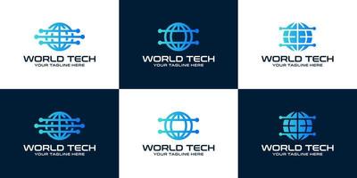 technology globe logo design inspiration collection data design template vector