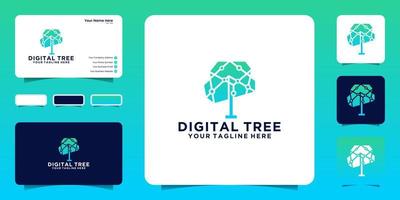 digital tree logo design inspiration with geometric patterns and interconnected lines vector