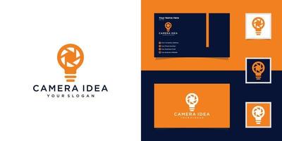 Shutter camera light bulb abstract logo template and business card vector