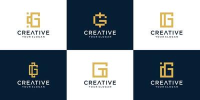 plantilla de logotipo de iniciales g con un color de estilo dorado para la empresa vector