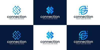 collection of letter S monogram logo designs for companies, technology and consulting vector