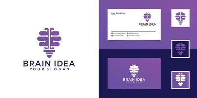 Light Bulb Idea With Brain Vector Logo Template and business card