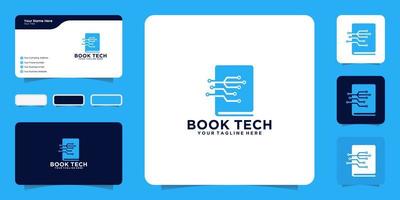 inspiración para el diseño del logotipo de tecnología de libros e inspiración para tarjetas de visita vector