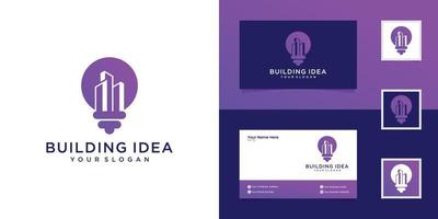 building light bulb logo design template and business card vector