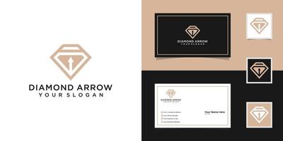 plantilla de logotipo de diamante y flecha y tarjeta de visita vector