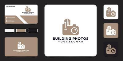 Creative abstract camera building, logo symbol Vector design template and business card