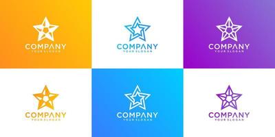 conjunto creativo de colección de logotipos de estrellas abstractas, diseño de vectores de símbolos de estrellas