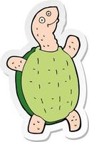 sticker of a cartoon happy turtle vector
