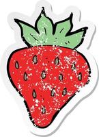 retro distressed sticker of a cartoon strawberry vector