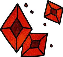 textured cartoon doodle of some ruby gems vector