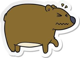 sticker of a cartoon bear with a sore head vector