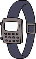 cartoon doodle of a retro watch vector