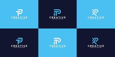 a collection of inspirational logo design initials with a combination of modern minimalist T and P letters vector