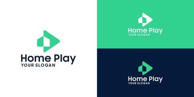 play button and home logo design inspiration vector