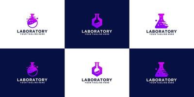 abstract laboratory glass pixel logo collection vector