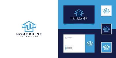 Pulse House Logo Template Design Vector and business card