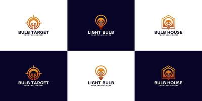 una colección de logotipos de bombillas creativas vector