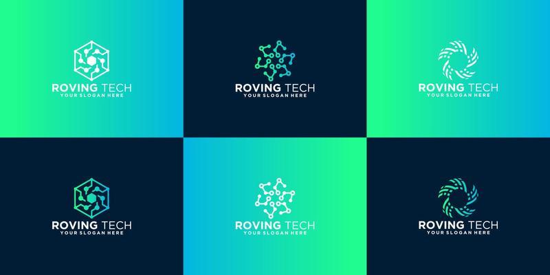 rotating technology logo, icon and business card design