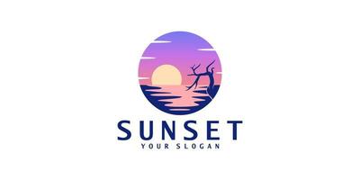 Exotic Sunset logo design template vector