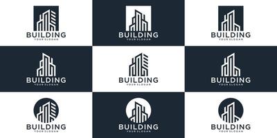 conjunto de plantilla de logotipo de edificio abstracto vector