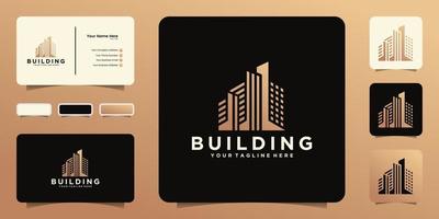 urban high rise building logo and business card inspiration vector