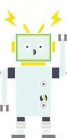 flat color retro cartoon robot vector