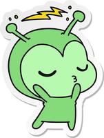 sticker cartoon of a cute kawaii alien vector