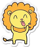 sticker of a happy cartoon lion vector