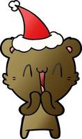 happy bear gradient cartoon of a wearing santa hat vector
