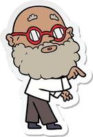 sticker of a cartoon curious man with beard and glasses vector