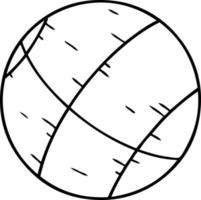 garabato de dibujo lineal de una pelota de baloncesto vector